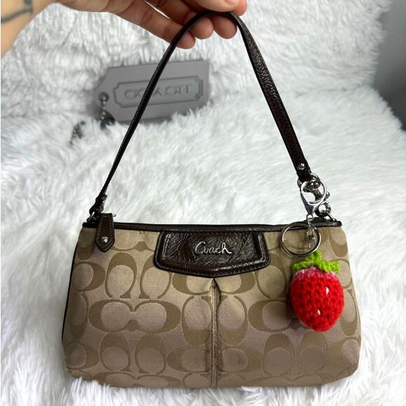 COACH y2k Brown Signature Canvas Wristlet Mini Purse - Picture 1 of 11